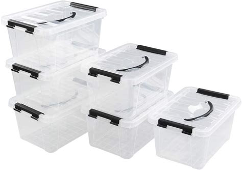 8 Packs 6 QT Plastic Storage Bins With Latching Lids Clear 